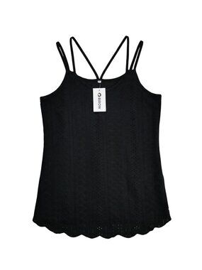 NWT | RIROW Black Eyelet Lace Tank Top | Spaghetti Straps | Size Medium